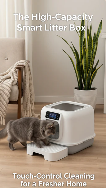 High-Capacity Touch-Control Smart Litter Box