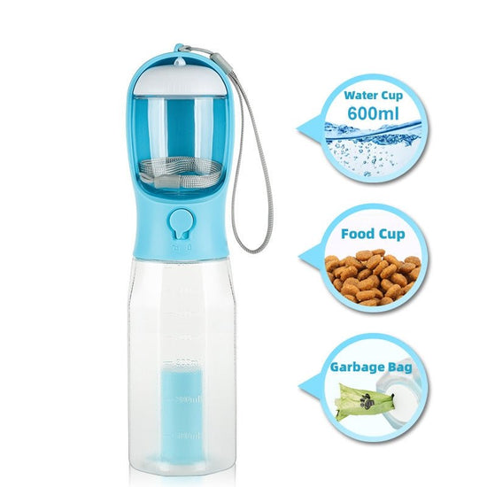 Portable Cat Dog Water Bottle Food Feeder Drinker Poop Dispenser 3 In 1 Leak - proof Multifunctional Dog Water Bottle Pet Products - Zenvra