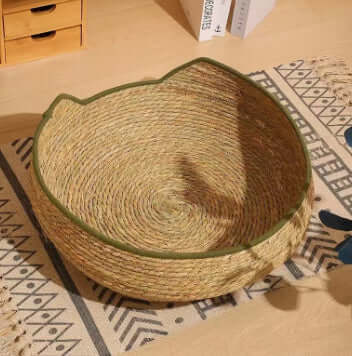 Rattan cat scratching board with cozy pet nest bed from Zenvra, designed for feline comfort and play.