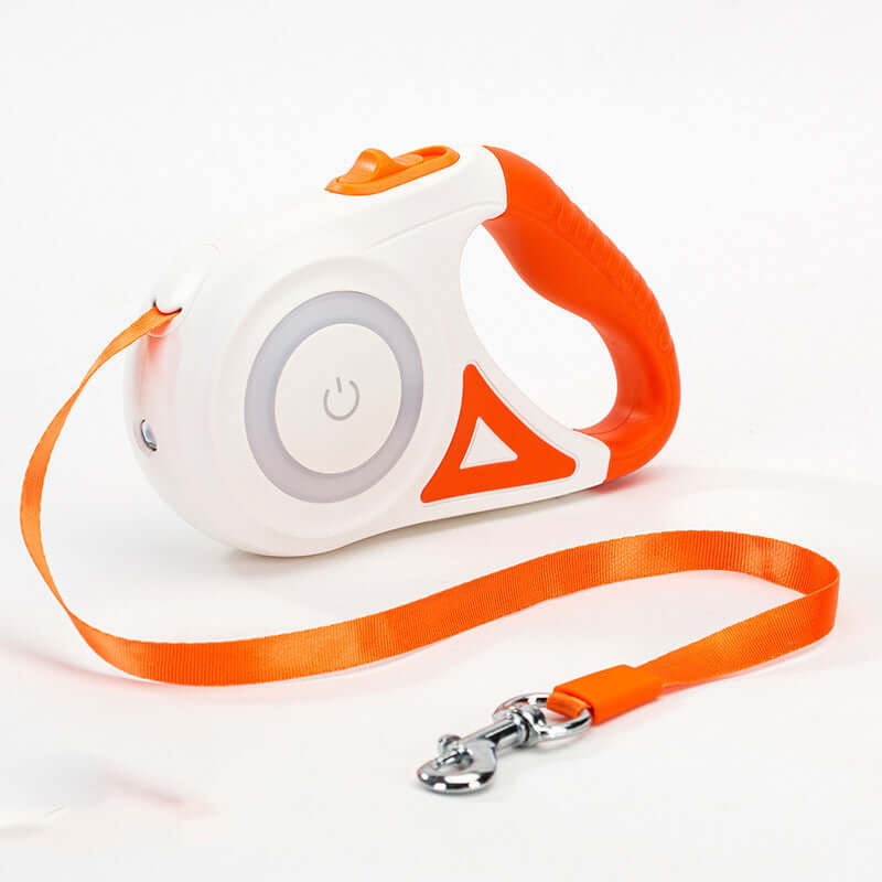 Zenvra retractable dog leash with automatic retraction and traction rope, ideal for walking pets outdoors