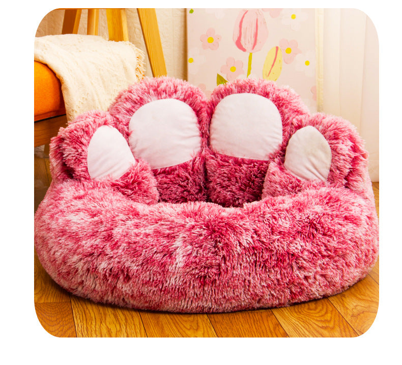 Zenvra cute bear paw dog nest cozy pet bed with soft plush fabric and paw-shaped design for small dogs and pets.