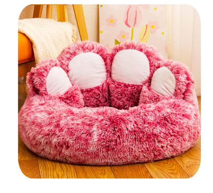 Zenvra cute bear paw dog nest cozy pet bed with soft plush fabric and paw-shaped design for small dogs and pets.