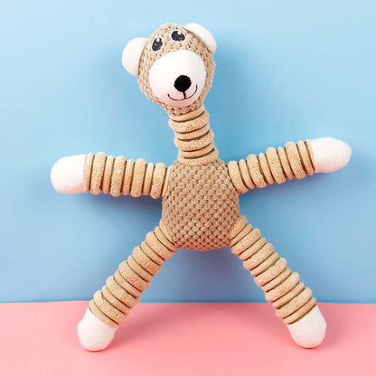 Zenvra bite-resistant corn plush pet chew toy with durable design for dogs, featuring bright yellow corn pattern and soft plush texture.