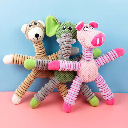 Zenvra bite-resistant corn plush pet chew toy with durable design for dogs, featuring colorful corn pattern and soft plush texture.