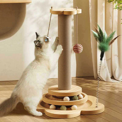 Wear-resistant Zenvra cat scratching post, durable pet toy with sisal scratching surface and sturdy structure for cats to scratch and play.