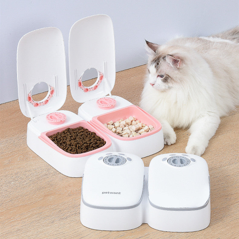 Zenvra automatic pet feeder for puppies and dogs with digital timer and food tray, designed for scheduled feeding.