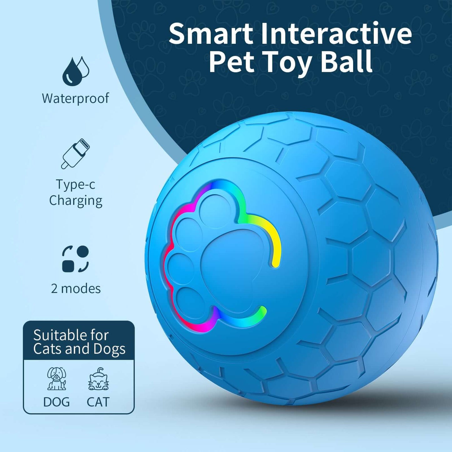Zenvra electric intelligent remote control jumping pet ball with colorful LED lights for interactive play.