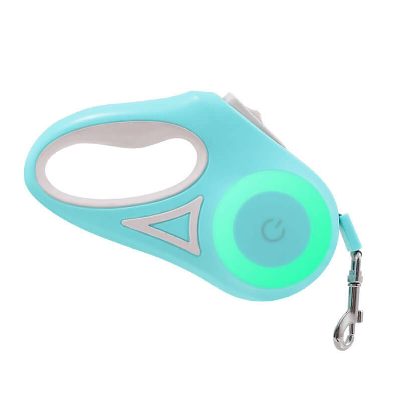 Zenvra retractable dog leash with automatic traction rope, showing the leash extended with comfortable handle in a natural outdoor setting.