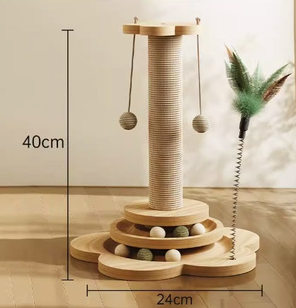 Wear resistant Zenvra cat scratching post with durable surface, featuring sisal rope and a sturdy base for cats to scratch and play.