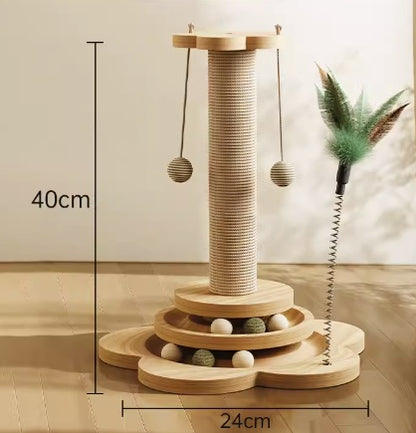 Wear resistant Zenvra cat scratching post with durable surface, featuring sisal rope and a sturdy base for cats to scratch and play.