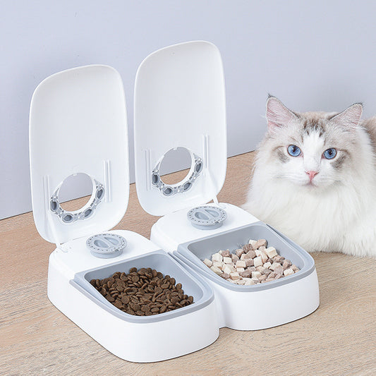 Zenvra automatic pet feeder for puppies and dogs with digital timer, dispensing food on schedule in a sleek design.