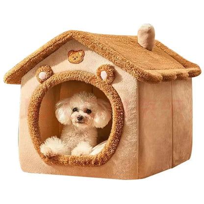 Removable washable pet house bed nest for dogs, featuring a cozy, warm design with soft fabric and easy-to-clean construction.
