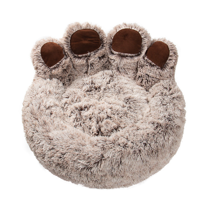 Zenvra cute bear paw dog nest cozy pet bed with soft plush fabric and paw print design, ideal for small dogs and pets.