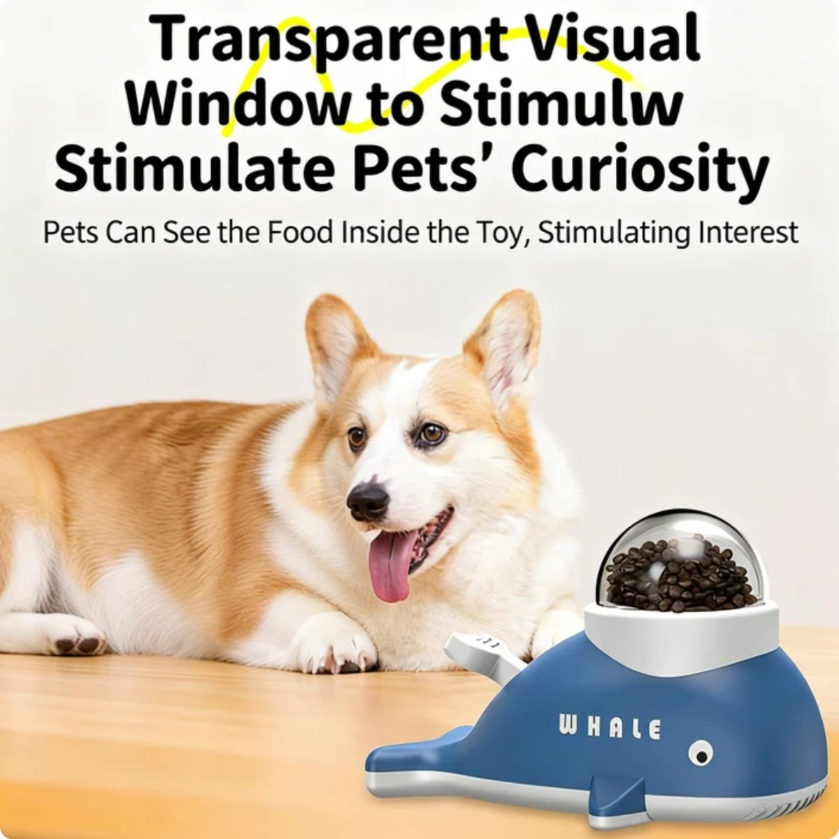 Zenvra whale-shaped interactive pet treat dispensing toy with a playful whale design for dogs or cats.