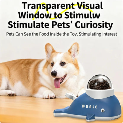 Zenvra whale-shaped interactive pet treat dispensing toy with a playful whale design for dogs or cats.