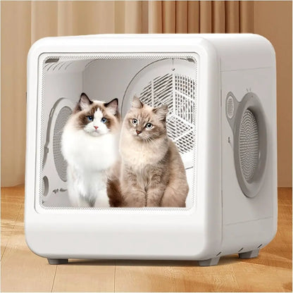 Zenvra smart pet dryer box with quiet temperature control, designed for safe and efficient drying of pets in a cozy room setting.