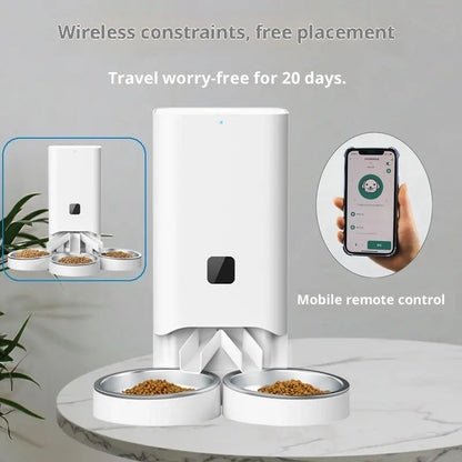 Zenvra smart automatic pet feeder with digital timer and portion control for precise feeding of cats and dogs.