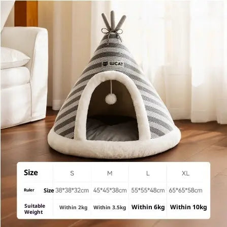 Zenvra warm round knitted Santa pet bed for winter, cozy and plush with festive red and white Santa design for small pets.