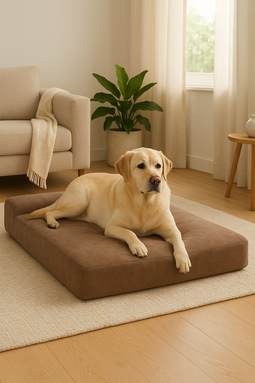 Big Barker Luxe Orthopedic Dog Lounge - Large Dog Bed with Headrest & Washable Cover - 10-Year Warranty