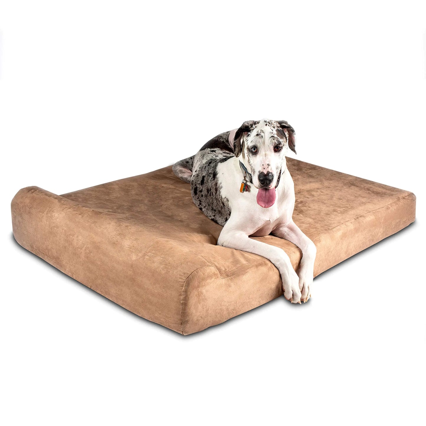 Big Barker Luxe Orthopedic Dog Lounge - Large Dog Bed with Headrest & Washable Cover - 10-Year Warranty