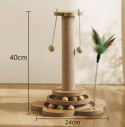 Zenvra wear-resistant cat scratching post with durable sisal surface, designed for cats to scratch and play comfortably.