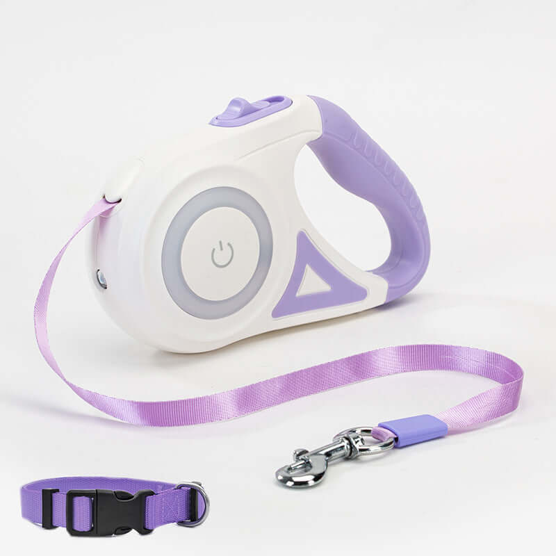Retractable dog leash by Zenvra with automatic tension control, black handle, and durable nylon leash for outdoor walks.