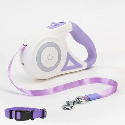 Retractable dog leash by Zenvra with automatic tension control, black handle, and durable nylon leash for outdoor walks.