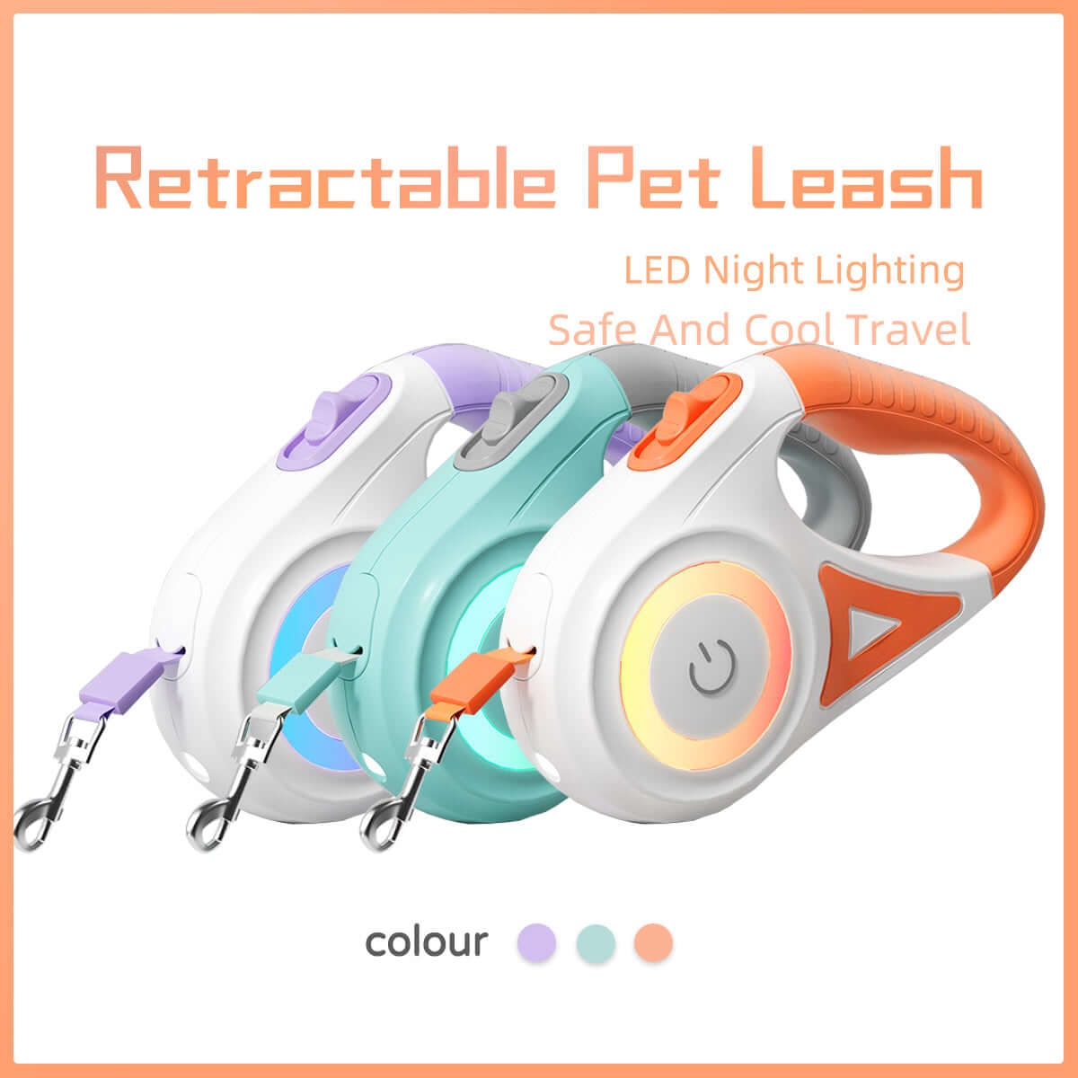 Zenvra retractable dog leash with automatic traction rope, adjustable length, and comfortable grip for walking pets.