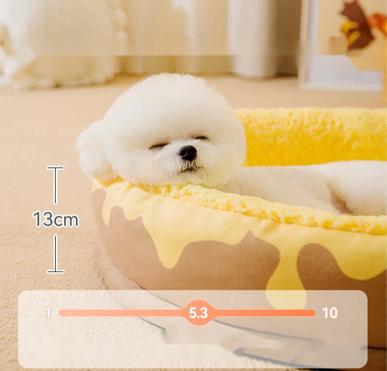Washable four seasons pet bed for dogs and cats by Zenvra, showing a cozy, plush interior with a durable outer cover.
