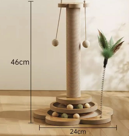Zenvra wear-resistant cat scratching post with durable surface, ideal for cats to scratch and play comfortably.