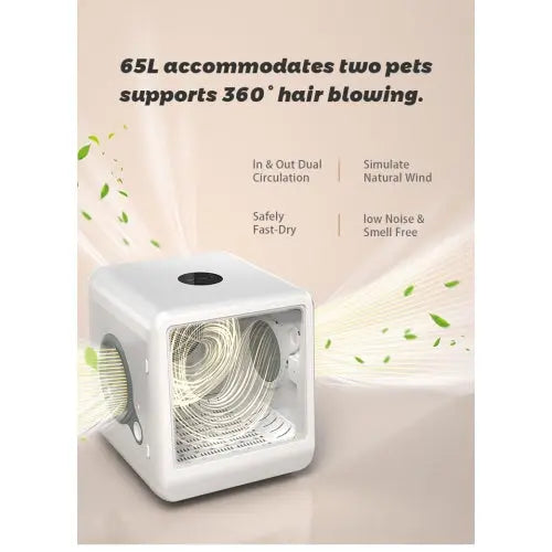 Zenvra smart pet dryer box with quiet temperature control, designed for safe and comfortable pet grooming and drying.