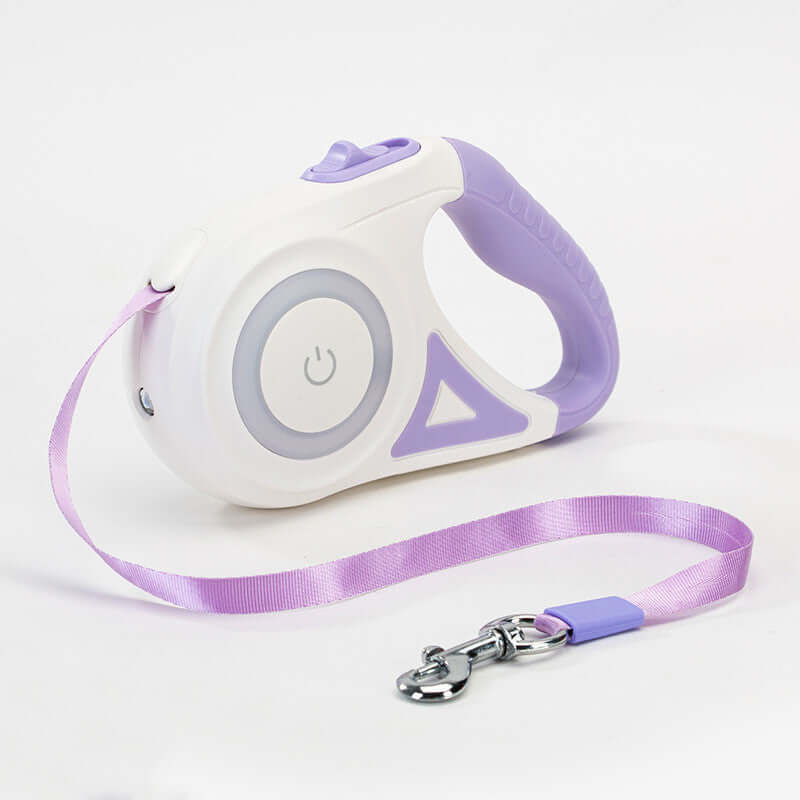 Zenvra retractable dog leash with automatic traction rope, featuring a compact design and easy grip handle for secure control.