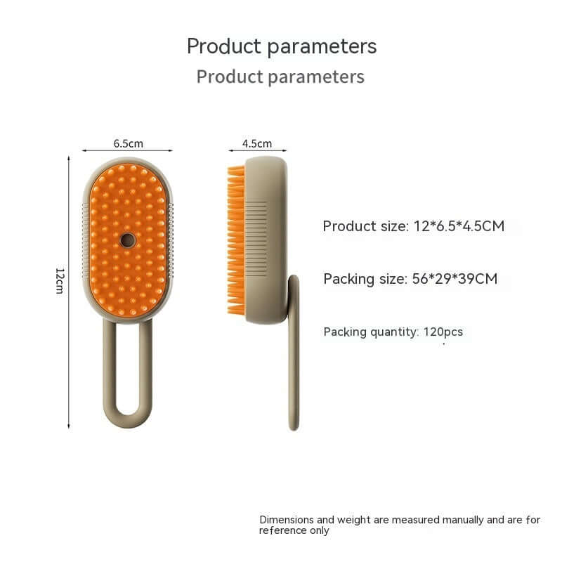 Zenvra electric steam pet grooming brush with hair removal comb showing the brush head and steam function for pet hair grooming.