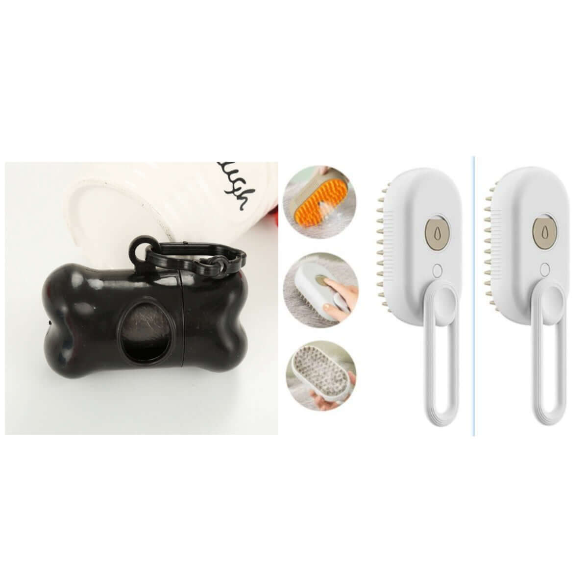 Zenvra electric steam pet grooming brush with hair removal comb showing the sleek design and bristles for pet hair grooming.