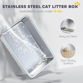 Extra Large Stainless Steel Litter Box, Enclosed Cat Litter Box with Scoop, Deodorizer Bag, Sand Drop Pedal - Zenvra