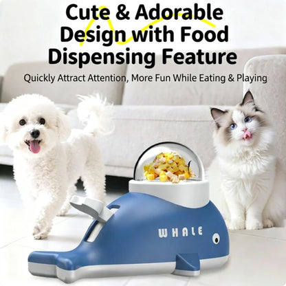 Zenvra whale-shaped interactive pet treat dispensing toy with a playful whale design for dogs or cats.