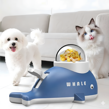 Zenvra whale-shaped interactive pet treat dispensing toy with textured surface and durable design for dogs.