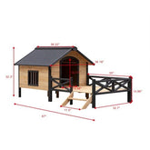 Outdoor Large Cabin Style Wooden Kennel With Porch - Zenvra