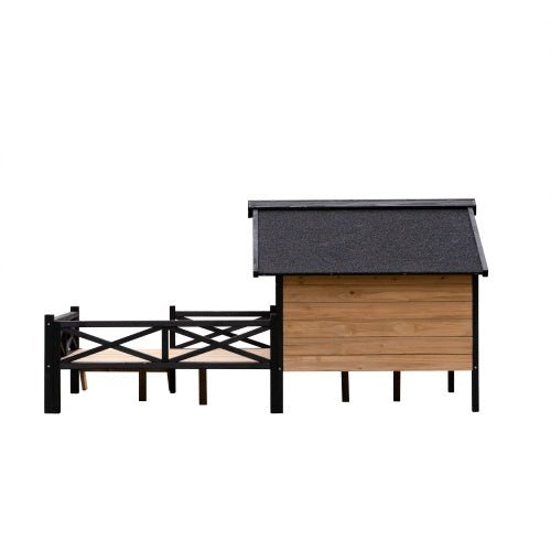Outdoor Large Cabin Style Wooden Kennel With Porch - Zenvra