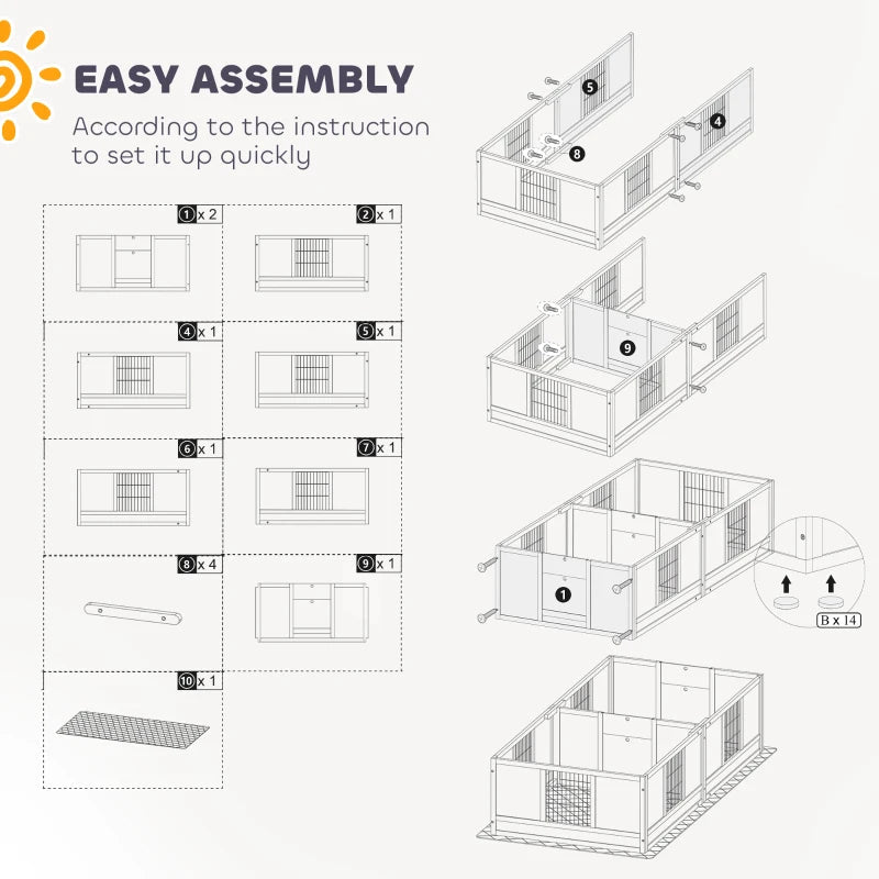 PawHut Two Rooms Design Dog Whelping Box With Washable Pee Pad, Adjustable Door, For Large Breed Dogs - Zenvra