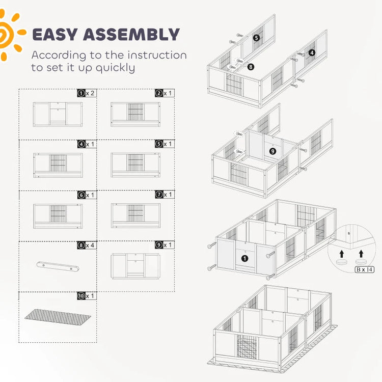 PawHut Two Rooms Design Dog Whelping Box With Washable Pee Pad, Adjustable Door, For Large Breed Dogs - Zenvra