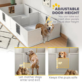 PawHut Two Rooms Design Dog Whelping Box With Washable Pee Pad, Adjustable Door, For Large Breed Dogs - Zenvra